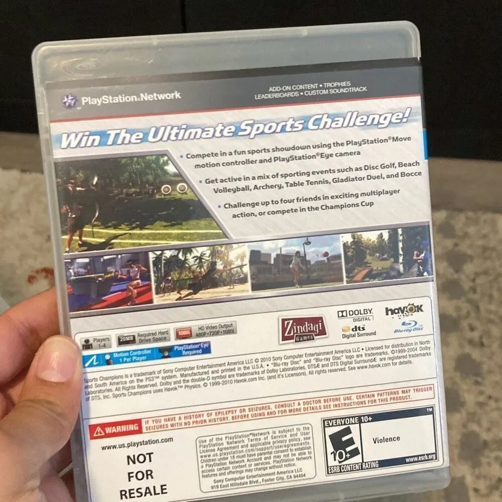 Sports Champions PS3 Game w/ Case & Disc – PlayStation Move Required